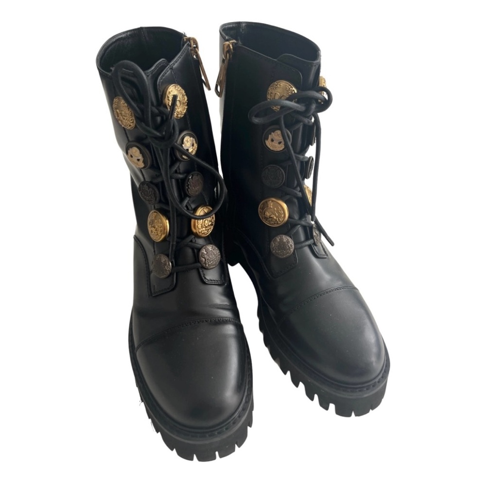 Dolce & Gabbana Embellished Glossed Leather Ankle Boots